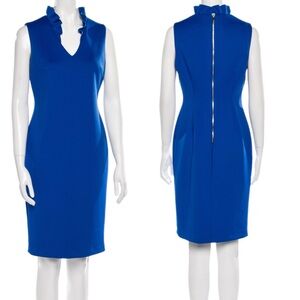Calvin Klein (Blue) Ruffle Sheath Dress - Size 12 Petite